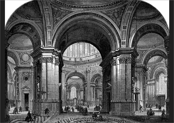 Interior of St Pauls Cathedral, London, second design, 17th century (1882)