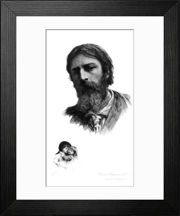 Framed Print : Hubert Herkomer, German born British artist, and his children, c1880-1882. Artist: Hubert von Herkomer Framed Print : Hubert Herkomer, German born British artist, and his children, c1880-1882. Artist: Hubert von Herkomer