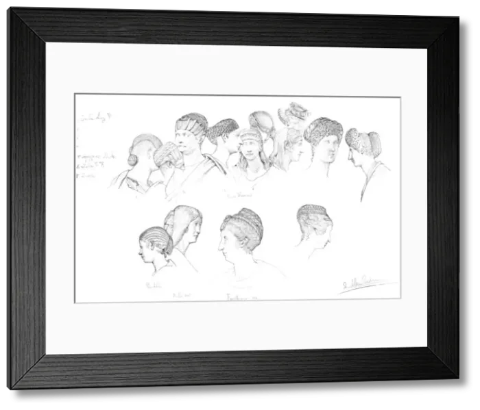 Framed Print : Studies of Roman headresses in the Uffizi Museum, Florence, c1880-1882 Framed Print : Studies of Roman headresses in the Uffizi Museum, Florence, c1880-1882