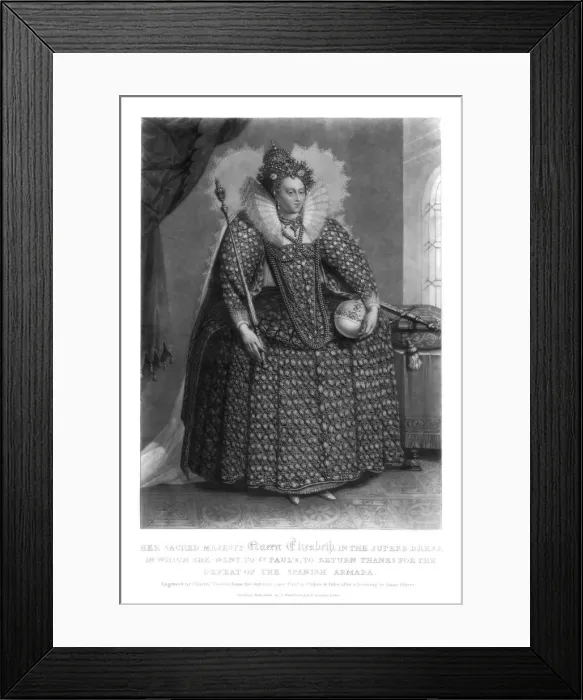 Framed Print : Queen Elizabeth I, (1816). Artist: Charles Turner Framed Print : Queen Elizabeth I, (1816). Artist: Charles Turner