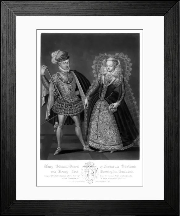 Framed Print : Mary Stuart, Queen of France and Scotland, and Henry Lord Darnley, Her Husband, (1816). Artist: Robert Dunkarton Framed Print : Mary Stuart, Queen of France and Scotland, and Henry Lord Darnley, Her Husband, (1816). Artist: Robert Dunkarton