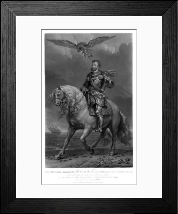 Framed Print : Charles V, King of Spain and Holy Roman Emperor, (1816). Artist: Richard Earlom Framed Print : Charles V, King of Spain and Holy Roman Emperor, (1816). Artist: Richard Earlom