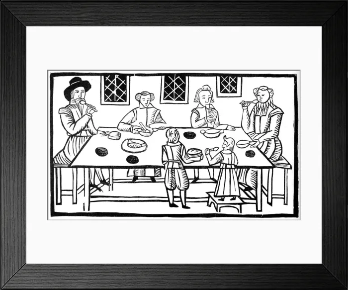 Framed Print : A family meal, early 17th century, (1893) Framed Print : A family meal, early 17th century, (1893)