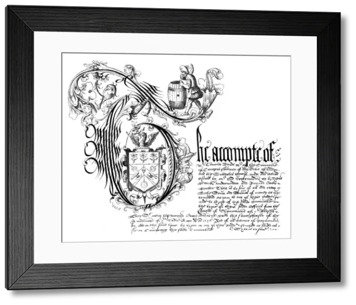 Framed Print : Facsimile from the book of accounts of the Coopers Company, 1576, (1893) Framed Print : Facsimile from the book of accounts of the Coopers Company, 1576, (1893)