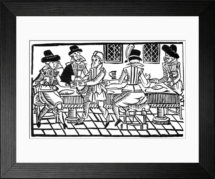 Framed Print : A supper party, early 17th century, (1893) Framed Print : A supper party, early 17th century, (1893)
