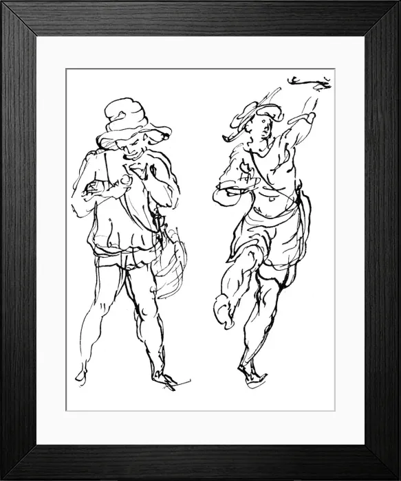 Framed Print : Figures designed by Inigo Jones for the masque, 1893 Framed Print : Figures designed by Inigo Jones for the masque, 1893