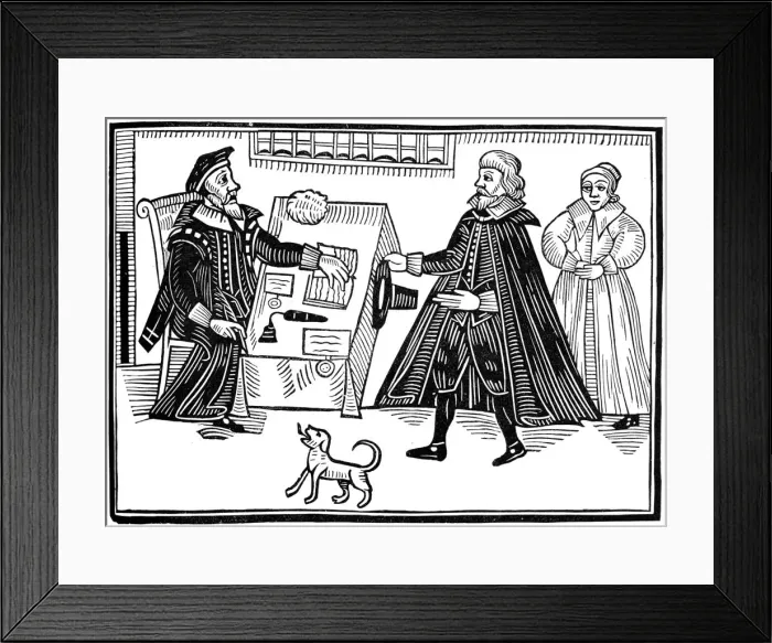 Framed Print : The Proctor and Parator, 1641, (1893) Framed Print : The Proctor and Parator, 1641, (1893)