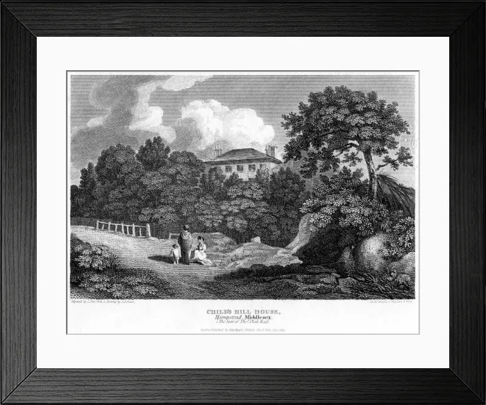 Framed Print : Childs Hill House, Hampstead, London, 1813. Artist: C Pote Framed Print : Childs Hill House, Hampstead, London, 1813. Artist: C Pote