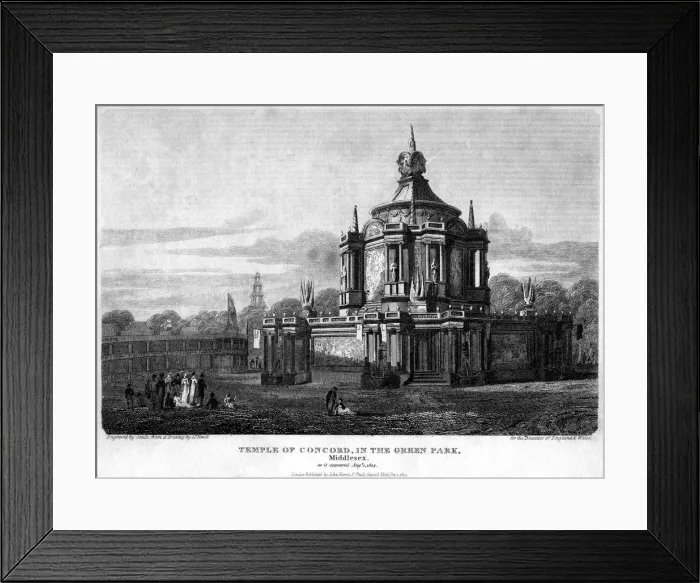 Framed Print : Temple of Concord, Green Park, Westminster, London, 1814. Artist: Sands Framed Print : Temple of Concord, Green Park, Westminster, London, 1814. Artist: Sands
