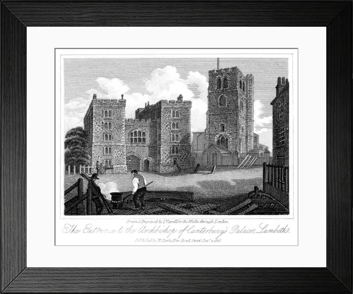 Framed Print : Gatehouse of Lambeth Palace, London, 1816. Artist: I Varrall