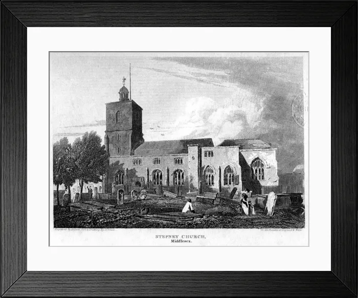 Framed Print : Stepney Church, London, 1815. Artist: Hobson Framed Print : Stepney Church, London, 1815. Artist: Hobson