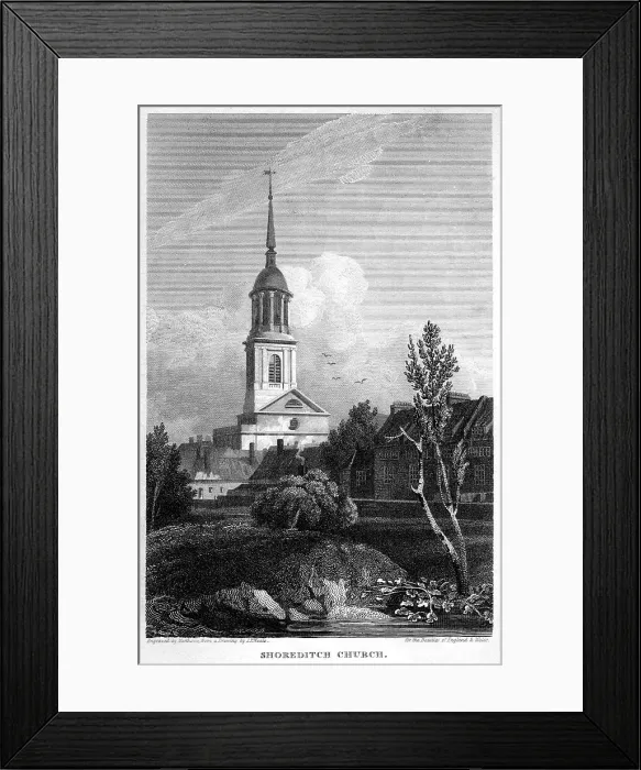 Framed Print : Shoreditch Church, London, 1815. Artist: Matthews Framed Print : Shoreditch Church, London, 1815. Artist: Matthews