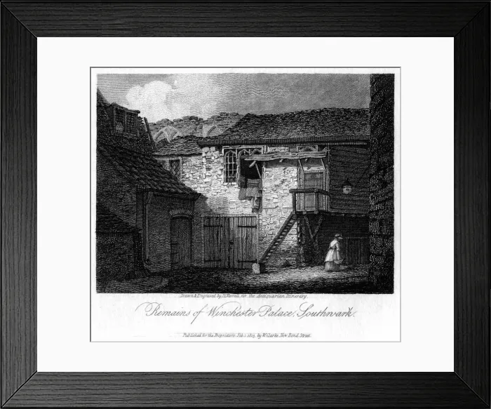 Framed Print : Remains of Winchester Palace, Southwark, London, 19th century. Artist: JC Varrall Framed Print : Remains of Winchester Palace, Southwark, London, 19th century. Artist: JC Varrall