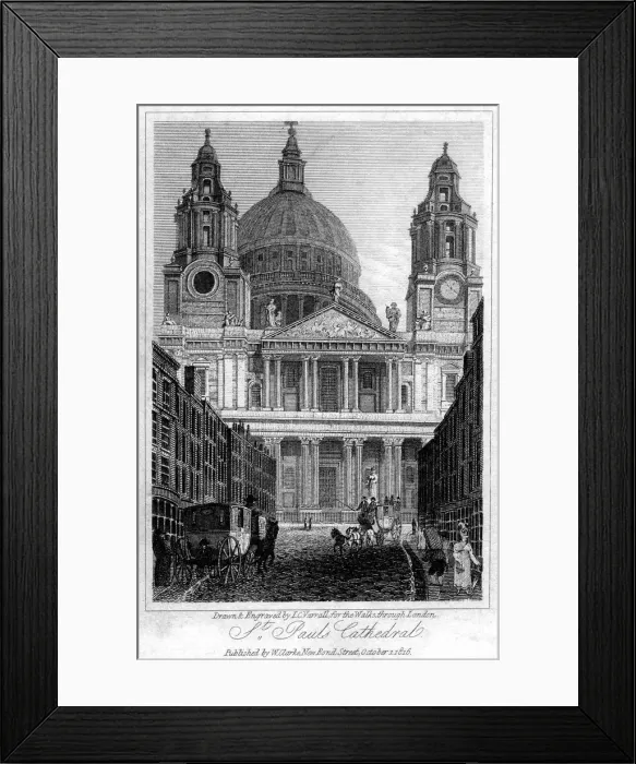 Framed Print : St Pauls Cathedral, London, 1816. Artist: JC Varrall Framed Print : St Pauls Cathedral, London, 1816. Artist: JC Varrall