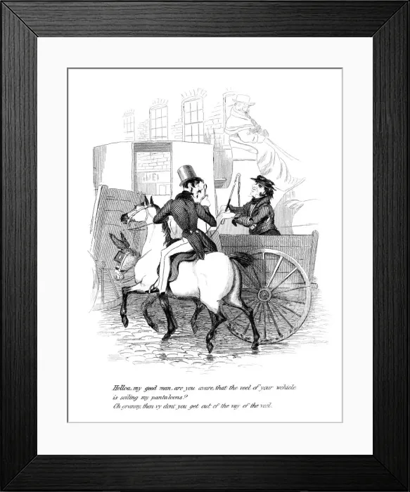 Framed Print : Cartoon on a riding theme, 19th century Framed Print : Cartoon on a riding theme, 19th century