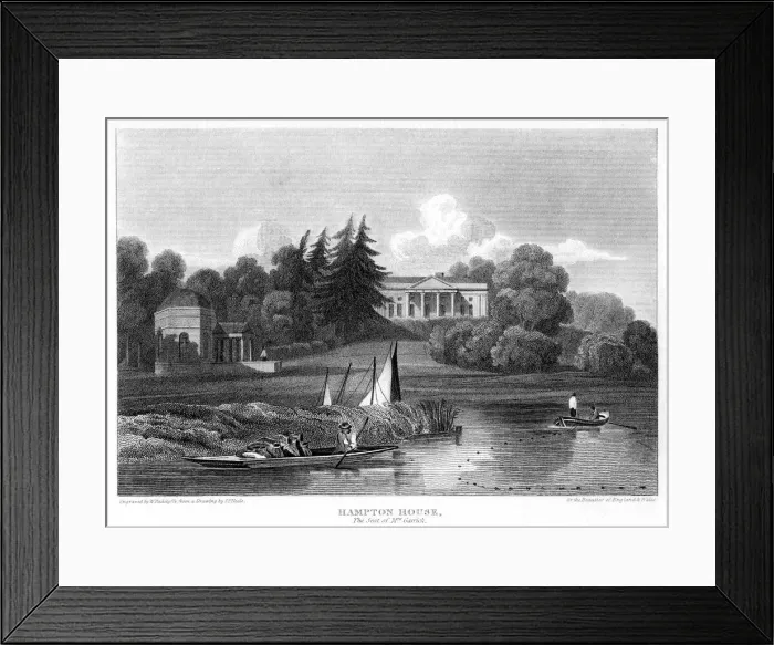 Framed Print : Hampton House, the seat of Mr Garrick, Hampton, Richmond upon Thames, London, 1815. Artist: William Radclyffe