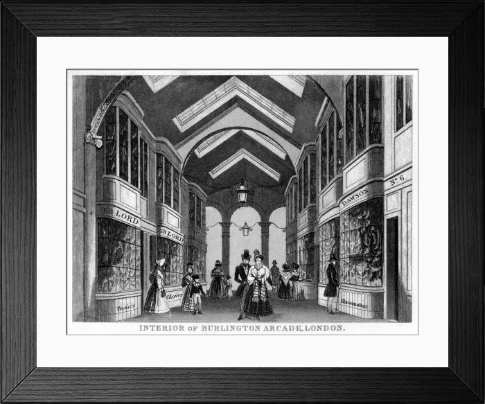 Framed Print : Interior of the Burlington Arcade, Westminster, London, 19th century