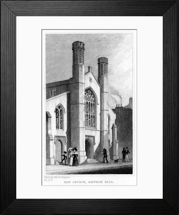 Framed Print : New Church, Saffron Hill, Camden, London, 19th century. Artist: Thomas Hosmer Shepherd Framed Print : New Church, Saffron Hill, Camden, London, 19th century. Artist: Thomas Hosmer Shepherd