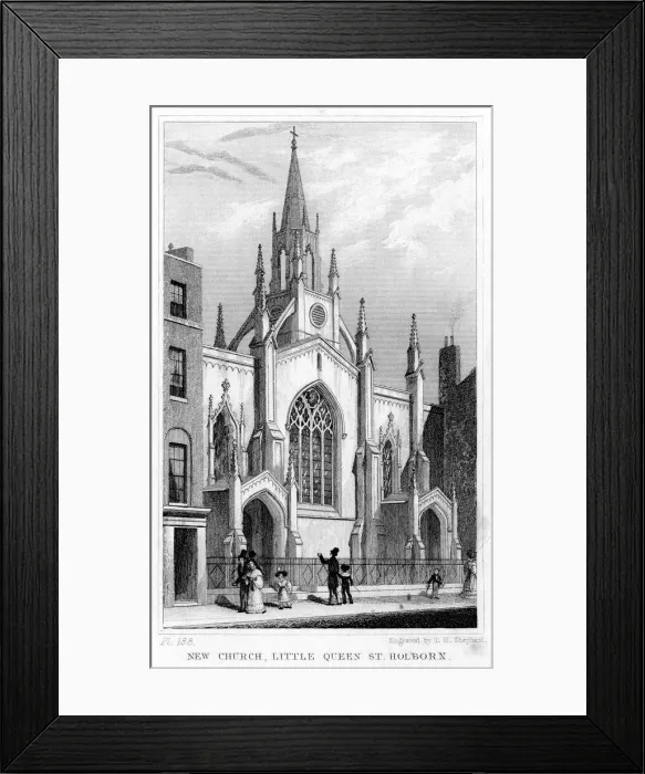 Framed Print : New Church, Little Queen Street, Holborn, London, 19th century. Artist: Thomas Hosmer Shepherd Framed Print : New Church, Little Queen Street, Holborn, London, 19th century. Artist: Thomas Hosmer Shepherd