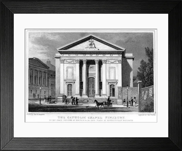 Framed Print : The Catholic Chapel, Finsbury, London, 1827. Artist: Thomas Barber Framed Print : The Catholic Chapel, Finsbury, London, 1827. Artist: Thomas Barber