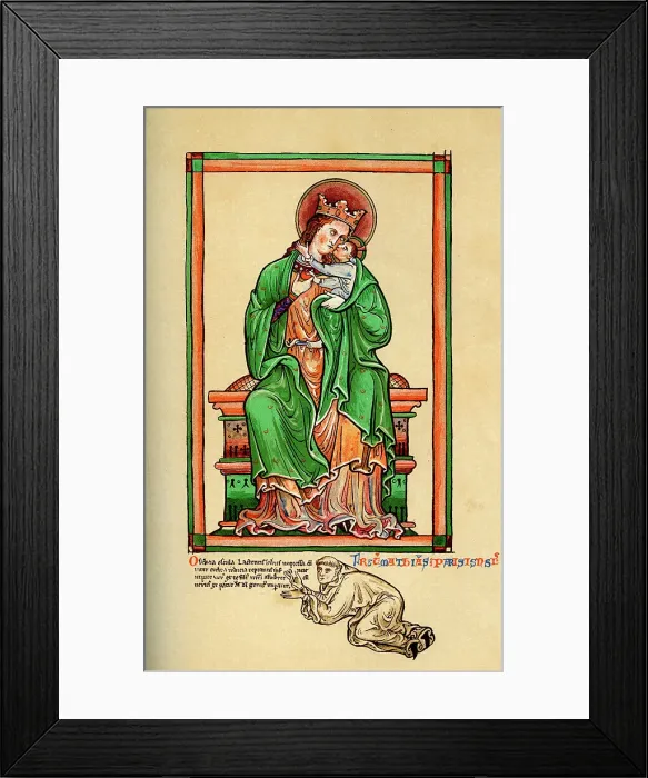 Framed Print : Matthew Paris at the feet of the Virgin and Child, 13th century, (1892) Framed Print : Matthew Paris at the feet of the Virgin and Child, 13th century, (1892)