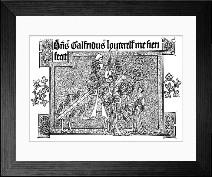 Framed Print : Sir Geoffrey Luttrell, his wife, and daughter-in-law, 1340, (1892) Framed Print : Sir Geoffrey Luttrell, his wife, and daughter-in-law, 1340, (1892)