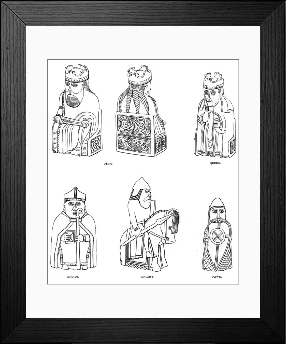 Framed Print : Bone chessmen of Scandinavian design, 12th or 13th century, (1892) Framed Print : Bone chessmen of Scandinavian design, 12th or 13th century, (1892)