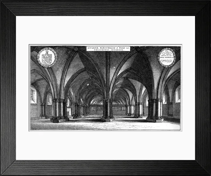 Framed Print : St Faiths Church in the crypt of old St Pauls Cathedral, London, 1657 (1892). Artist: Wenceslaus Hollar Framed Print : St Faiths Church in the crypt of old St Pauls Cathedral, London, 1657 (1892). Artist: Wenceslaus Hollar