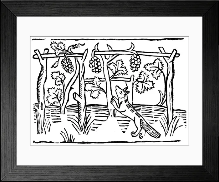 Framed Print : The Fox and the Grapes, 15th century (1893) Framed Print : The Fox and the Grapes, 15th century (1893)