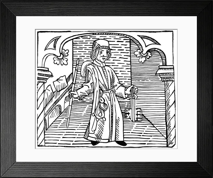 Framed Print : Toll collector, 15th century (1893) Framed Print : Toll collector, 15th century (1893)
