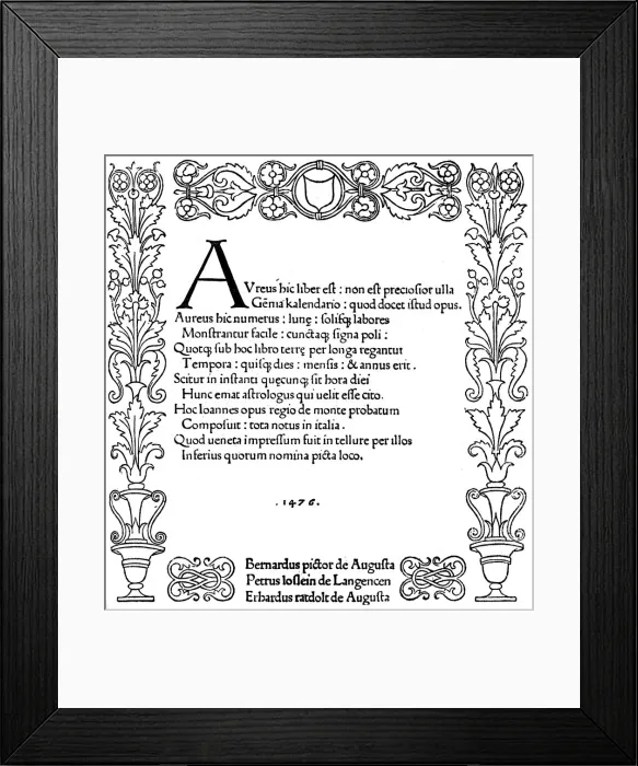 Framed Print : Title page of Kalendarium by Regiomontanus, 1476, (1893) Framed Print : Title page of Kalendarium by Regiomontanus, 1476, (1893)