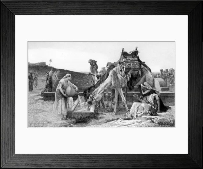 Framed Print : Rebecca and Eliezer, c1880-1882. Artist: Achille Jacquet Framed Print : Rebecca and Eliezer, c1880-1882. Artist: Achille Jacquet