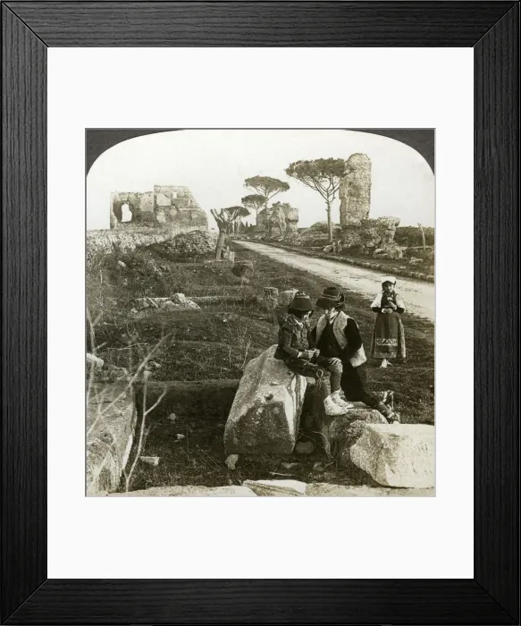 Framed Print : Tombs and children in traditional dress, Appian Way, Rome, Italy. Artist: Underwood & Underwood Framed Print : Tombs and children in traditional dress, Appian Way, Rome, Italy. Artist: Underwood & Underwood