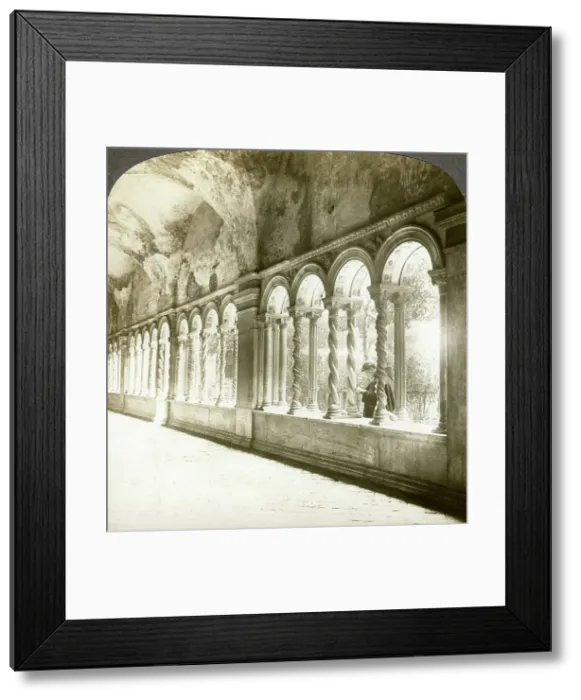 Framed Print : Twisted columns in the cloister, Basilica of St Paul Outside the Walls, Rome, Italy. Artist: Underwood & Underwood Framed Print : Twisted columns in the cloister, Basilica of St Paul Outside the Walls, Rome, Italy. Artist: Underwood & Underwood