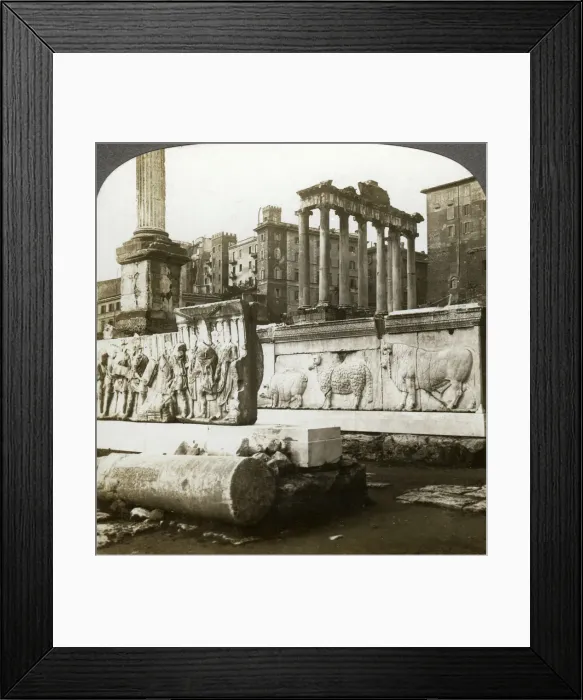 Framed Print : Bas reliefs of Trajan and Column of Phocas in the Forum, Rome, Italy. Artist: Underwood & Underwood Framed Print : Bas reliefs of Trajan and Column of Phocas in the Forum, Rome, Italy. Artist: Underwood & Underwood