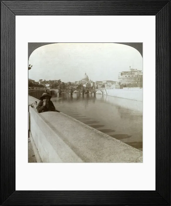 Framed Print : The River Tiber, Castel Sant Angelo and St Peters Basilica, Rome, Italy. Artist: Underwood & Underwood Framed Print : The River Tiber, Castel Sant Angelo and St Peters Basilica, Rome, Italy. Artist: Underwood & Underwood