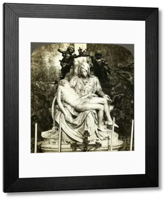 Framed Print : Pieta by Michelangelo, St Peters Basilica, Rome, Italy. Artist: Underwood & Underwood Framed Print : Pieta by Michelangelo, St Peters Basilica, Rome, Italy. Artist: Underwood & Underwood