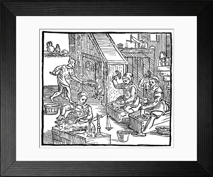 Framed Print : Coiners at work, 1577, (1893) Framed Print : Coiners at work, 1577, (1893)