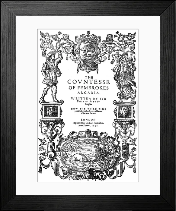Framed Print : Title page of The Countess of Pembrokes Arcadia by Sir Philip Sidney, third edition, 1598 (1893) Framed Print : Title page of The Countess of Pembrokes Arcadia by Sir Philip Sidney, third edition, 1598 (1893)
