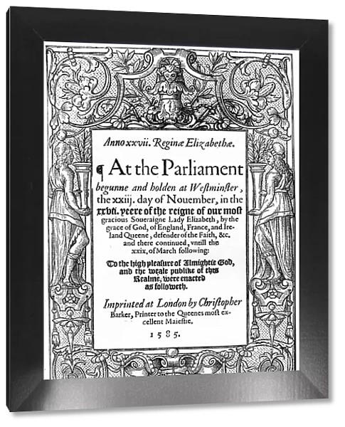 Title page of Acts of Parliament, 1585, (1893)