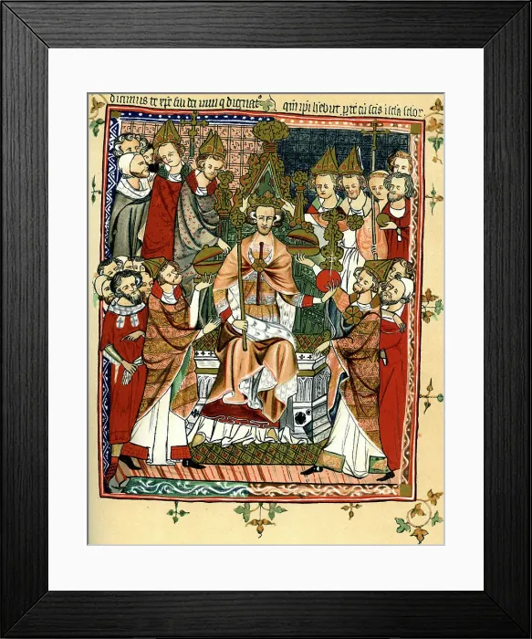 Framed Print : Coronation of a king, early 14th century, (1893) Framed Print : Coronation of a king, early 14th century, (1893)