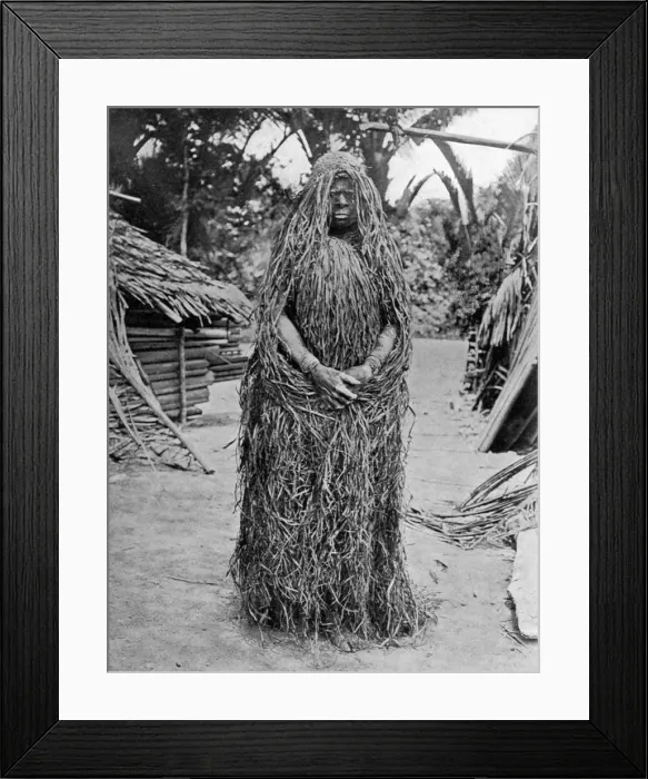 Framed Print : Woman wearing full mourning costume, Melanesia, 1920. Artist: Gunnar Landtman Framed Print : Woman wearing full mourning costume, Melanesia, 1920. Artist: Gunnar Landtman