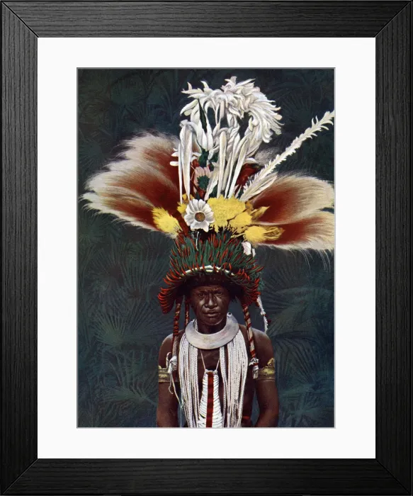 Framed Print : A Roro chief dressed for a ceremonial dance, Papua New Guinea, 1920. Artist: Charles Gabriel Seligman Framed Print : A Roro chief dressed for a ceremonial dance, Papua New Guinea, 1920. Artist: Charles Gabriel Seligman