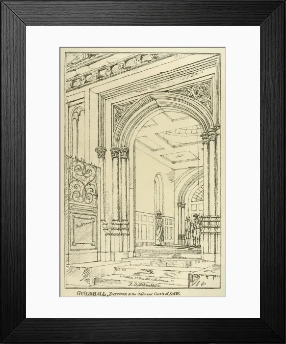 Framed Print : Entrance to the different courts of law, Guildhall, London, June 1815 (1886) Framed Print : Entrance to the different courts of law, Guildhall, London, June 1815 (1886)