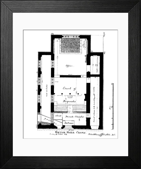 Framed Print : A plan of Guildhall Chapel, King Street, Cheapside, London, 1819 (1886). Artist: William Griggs Framed Print : A plan of Guildhall Chapel, King Street, Cheapside, London, 1819 (1886). Artist: William Griggs