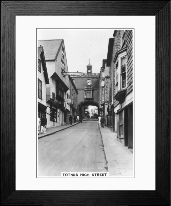 Framed Print : Eastgate, Totnes High Street, Devon, 1937