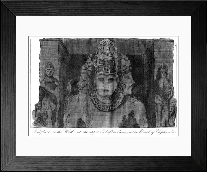 Framed Print : Sculpture on the Wall at the Upper End of the Cave, Island of Elephanta, India, 1799 Framed Print : Sculpture on the Wall at the Upper End of the Cave, Island of Elephanta, India, 1799