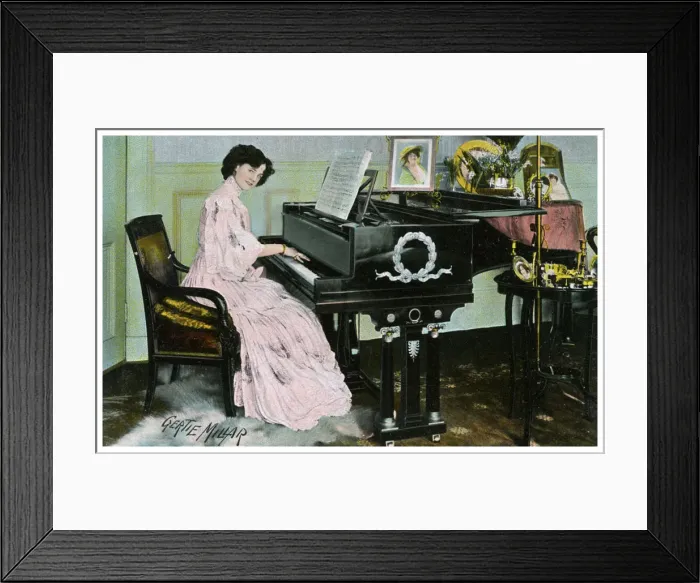 Framed Print : Gertie Millar, British actress and singer, playing the piano, c1890-1909(?) Framed Print : Gertie Millar, British actress and singer, playing the piano, c1890-1909(?)