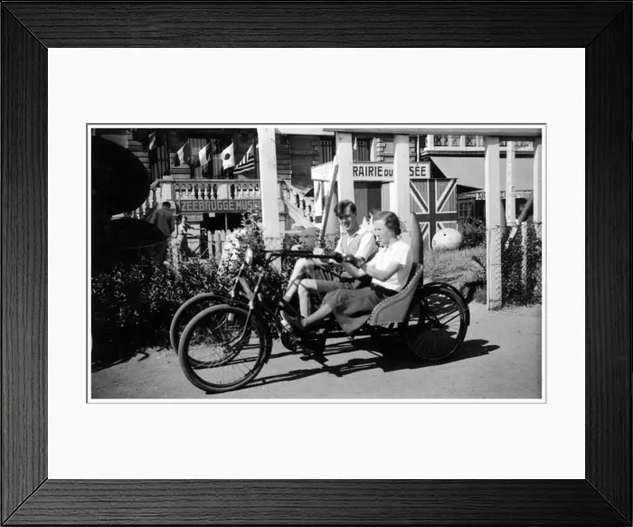 Framed Print : Two-seater tricycle, Zeebrugge, Belgium, 1936 Framed Print : Two-seater tricycle, Zeebrugge, Belgium, 1936