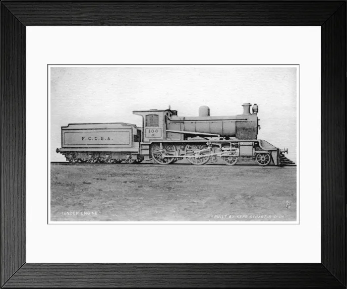 Framed Print : 4-4-0 tender engine, steam locomotive built by Kerr, Stuart and Co, early 20th century. Artist: Raphael Tuck Framed Print : 4-4-0 tender engine, steam locomotive built by Kerr, Stuart and Co, early 20th century. Artist: Raphael Tuck
